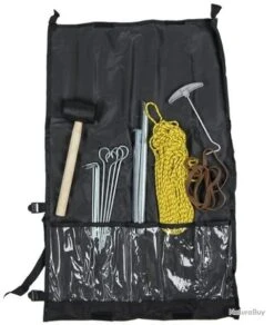 KIT / SET DE TENTE SARDINE MARTEAU CORDE EXTRACTEUR ELASTIQUE LIVRE AVEC ETUI PLIABLE MILTEC