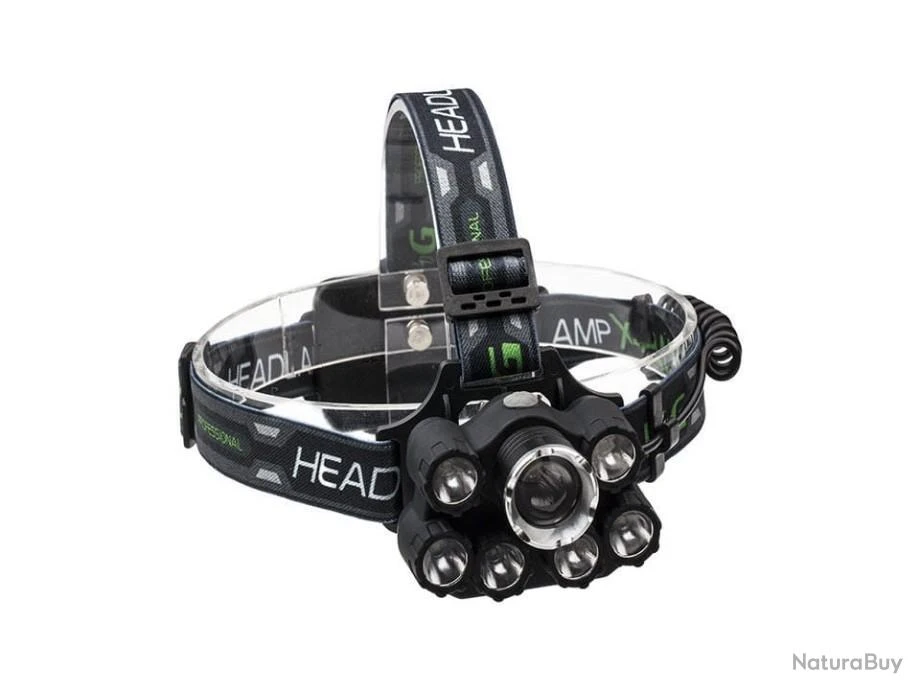 Lampe Frontale 9 Faisceaux LED + ZOOM + UV + Feu Arrière 3 Lampe Frontale 9 Faisceaux LED + ZOOM + UV + Feu Arrière