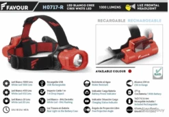 Lampe Frontale Rechargeable. 1000 Lm. Ro H0717R07