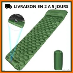 Matelas Gonflable Pour Camping - 1 Pers - Vert Armée - Livraison Gratuite