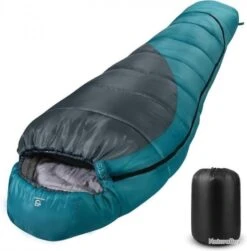 TOP ENCHERE - Sac De Couchage Hiver 0°C 220x80cm - Bleu Cendre - Livraison Gratuite Et Rapide