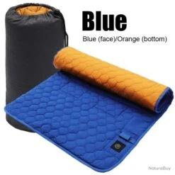 Tapis De Couchage Chauffant USB Bleu Matelas Isolant Epais 40 à 65 Degres Chaleur 7 Zones Camping