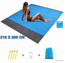 Tapis De Plage Couverture Pique-Nique Imperméable 200x210 Cm Anti Sable Pliable