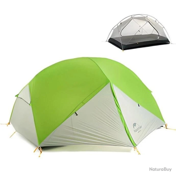 Tente 2 Personnes Ultralight 3 Saisons Double Couche 20D Imperméable Couleur Vert-Gris Tente Dôme 3 Tente 2 Personnes Ultralight 3 Saisons Double Couche 20D Imperméable Couleur Vert-Gris Tente Dôme