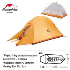 Tente De Camping Imperméable Ultra Légère 1 Personne Facile Pratique 3 Saisons Haute Qualité Orange