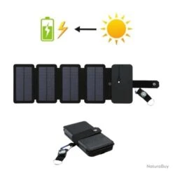 X4 Chargeur Panneau Solaire Extérieur Pliable USB Idéal Pour Le Camping, La Randonnée Et La Pêche