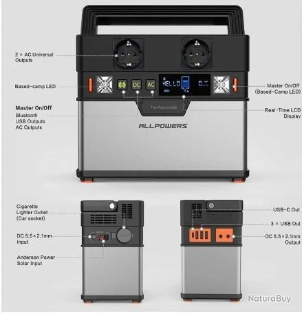Générateur Portable Ondes Sinusoïdale Pure 110v 220v AC 300W 288 Wh Voiture Camping Maison Plein Air 4 Générateur Portable Ondes Sinusoïdale Pure 110v 220v AC 300W 288 Wh Voiture Camping Maison Plein Air – Image 2