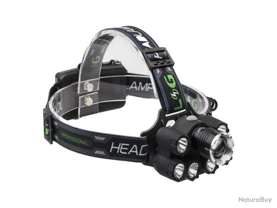 Lampe Frontale 9 Faisceaux LED + ZOOM + UV + Feu Arrière 4 Lampe Frontale 9 Faisceaux LED + ZOOM + UV + Feu Arrière – Image 2