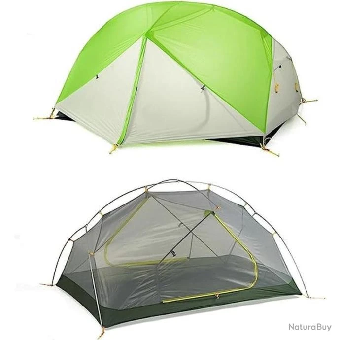 Tente 2 Personnes Ultralight 3 Saisons Double Couche 20D Imperméable Couleur Vert-Gris Tente Dôme 4 Tente 2 Personnes Ultralight 3 Saisons Double Couche 20D Imperméable Couleur Vert-Gris Tente Dôme – Image 2