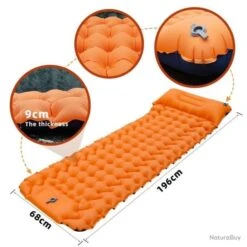 Matelas Gonflable - 196x68 Cm - Orange - Livraison Rapide -Nitecore Soldes 00003 Matelas gonflable 196x68 cm Orange Livraison rapide
