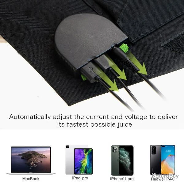 Panneau Solaire Portable Pliable 100W Camo Chargeur Batterie Externe Téléphone Camping Randonnée 8 Panneau Solaire Portable Pliable 100W Camo Chargeur Batterie Externe Téléphone Camping Randonnée – Image 6
