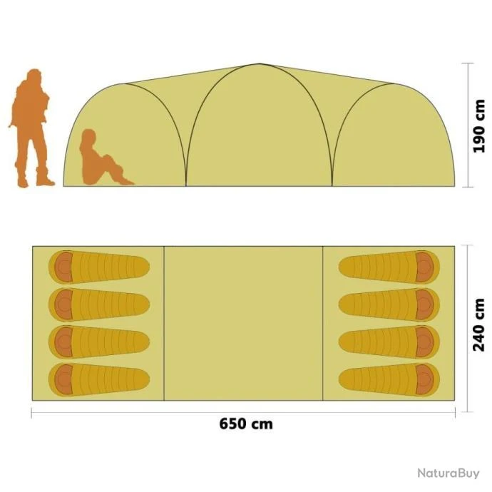Tente 8 Personnes Camping Igloo De Camping 650x240x190 Cm 8 Personnes Vert 8 Tente 8 Personnes Camping Igloo De Camping 650x240x190 Cm 8 Personnes Vert – Image 6