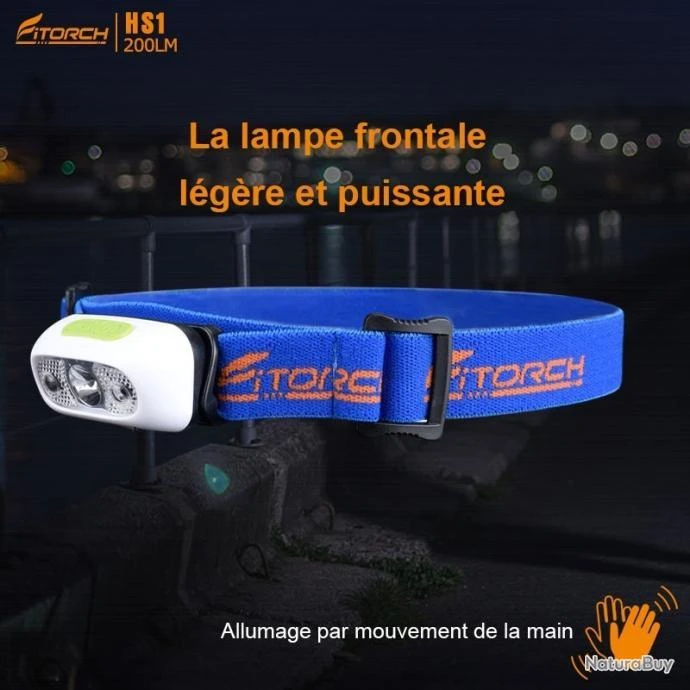 Fitorch HS1R Lampe Frontale Rechargeable - 200 Lumens - Serre Tête Bleu 5 Fitorch HS1R Lampe Frontale Rechargeable - 200 Lumens - Serre Tête Bleu – Image 3