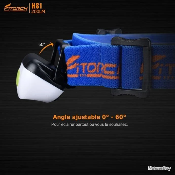 Fitorch HS1R Lampe Frontale Rechargeable - 200 Lumens - Serre Tête Bleu 9 Fitorch HS1R Lampe Frontale Rechargeable - 200 Lumens - Serre Tête Bleu – Image 7