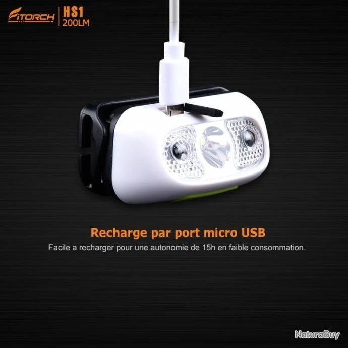 Fitorch HS1R Lampe Frontale Rechargeable - 200 Lumens - Serre Tête Bleu 10 Fitorch HS1R Lampe Frontale Rechargeable - 200 Lumens - Serre Tête Bleu – Image 8